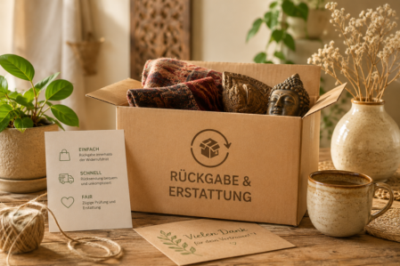 Kundin hält ein Paket für die Rücksendung bereit